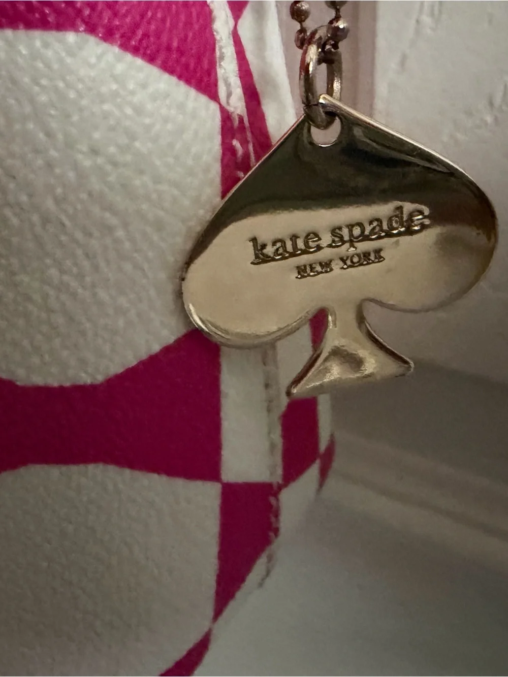 kate spade White and Hot Pink Geometric Purse